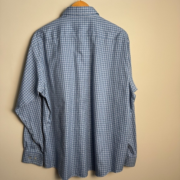 Joseph Abboud Men's Long‎ Sleeve Mini Check Button Up Shirt Blue Size X-Large - Picture 5 of 12